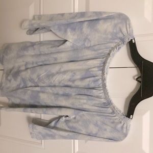 light blue and white blouse!!